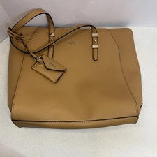 GUESS Mujer Grande Imitación Cuero Bolso de Hombro Cartera Bolso de Mano Beige NUEVO Cremallera