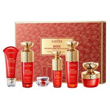 Set de seis piezas de cuidado facial nutritivo rosa hidratación iluminadora suavizante piel