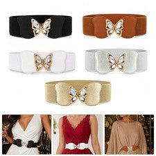 Damas Cinturón Elástico Mariposa Diamante Mujer Vestido Elástico Moda 60mm