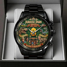 Jurassic Park 1993-2023 Reloj Negro Acero Inoxidable Ventilador de Película Regalo TN1354