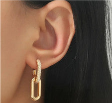Pendientes colgantes retro dorados tono plata eslabones geométricos aro joyería para mujer