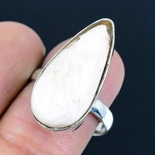 Scolecita piedras preciosas hechas a mano 925 anillo de joyería de plata...