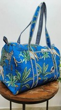 Bolso de Lona Acolchado de Algodón Bosque Azul Indio Bolsos para Mujer Bolso de Viaje EE. UU.