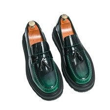 Zapatos de vestir de charol con suela gruesa para hombre duraderos informales con borla mocasines zapatos