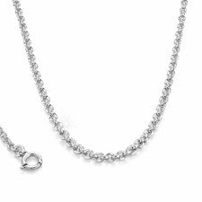 Cadena de plata - Cadena de guisantes de plata 925, diamantada, rodiada, Ke clásico