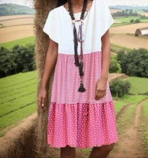 Moda Para Mujer Vestido Informal Talla 3XL Suelto Estampado a Rayas Retazos Cuello en V