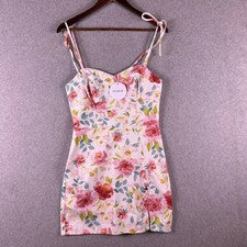 Mini Vestido Storia Mujer S Blanco Multicolor Estampado Floral Corbata Correas Cóctel Nuevo con Etiquetas