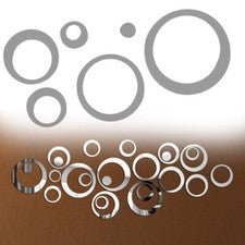 Juego de 24 pegatinas de pared contemporáneas acrílicas redondas con espejo para decoración del hogar