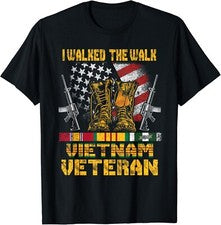Camiseta unisex veterano de Vietnam con bandera de Estados Unidos con botas de combate regalo patriótico
