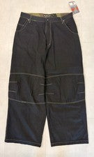 Pantalones holgados vintage Kikai Machine 36x30 negros Y2K estilo Grunge Rave Kikwear nuevos con etiquetas