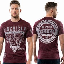 Camiseta AMERICAN FIGHTER Borgoña WISCONSIN Atlética Gráfica Nueva con Etiquetas