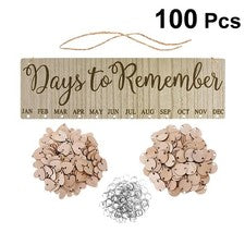 100 Piezas Calendario de Cumpleaños Colgante Decorativo Decoración del Hogar Madera