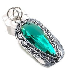 Colgante de joyería de plata de ley 925 hecho a mano con piedras preciosas de diopsido de cromo 2,36" S162
