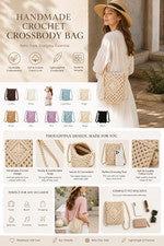 Bandolera Crochet Playa/Móvil/Verano/Vacaciones Informal Aspecto Vintage Bolso de Viaje