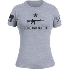 Camiseta para mujer estilo Grunt Come and Take It edición 2A - gris jaspeado