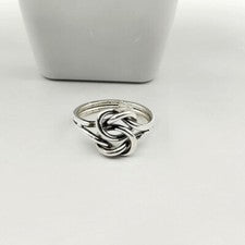 Anillo de amor doble de plata de ley 925 maciza para mujer joyería hecha a mano