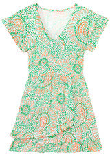 Vestido para mujer - Vestido estampado verde naranja - Mini vestido - XL - Jersey algodón