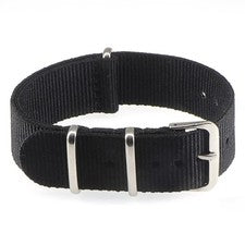 Correa de reloj de hilo de tela deportiva de nailon negra con hebilla y accesorios de cinturón