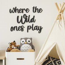Letrero Where The Wild Ones Play Script Dormitorio Hogar Puerta Pared Decoración Pegatina Negra