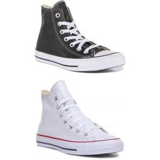 Entrenador unisex Converse 132169 Ct As High Top de cuero en blanco talla UK 3-12