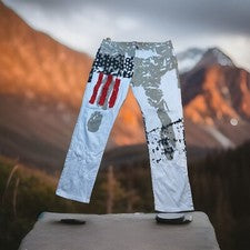 Pantalones de mezclilla para motociclista ajustados calce recto 40x31 bandera de EE. UU. DANT BULUN para hombre NUEVO