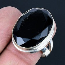 Anillo de joyería de plata esterlina 925 hecho a mano con piedras preciosas d...