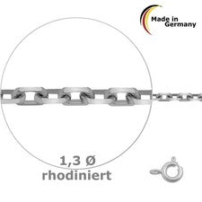 Cadena de plata 925 cadena de anclaje rodiada 1,3 mm 42 45 50 cm mujer niños hombre