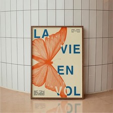 Póster arte mariposa francesa vintage decoración de pared La Vie En Vol