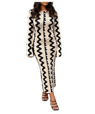 Borrador de anuncio The Found para mujer marfil y negro diseño en zigzag estampado poli/spandex J