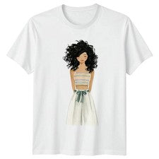 Acuarela Arte Mujer Moda Gráfico Unisex Camiseta Estilo Pelo Rizado Camiseta