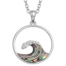 Collar colgante de onda de surf concha de paua natural Tide Jewellery en caja