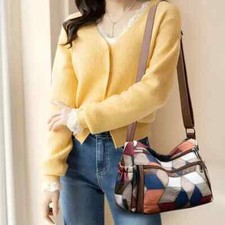 Bolso de hombro retro a cuadros de moda con cremallera - Material PU