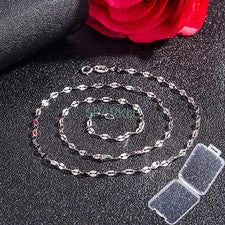 Collar real de plata de ley 925 cadena de labios de 2,2 mm fino estampado de 14-26" para damas