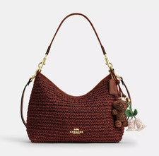 COACH Laurel Bolso de Hombro Paja - Oso Charm CES23 Russet Brown NUEVO