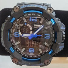 Reloj deportivo SKMEI azul y negro 57 mm digital-analógico para hombre. Alarma, crono, cronómetro