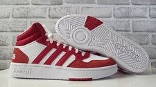 Adidas Hombres Aros 3.0 Medio Rojo Blanco IF2056 Talla 10 Blanco Rojo Tenis Atléticos