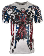 Camiseta para hombre Xtreme Couture By Affliction COUTURE PATRIOT blanca calavera motociclista S-5