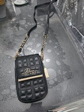 Bolso con soporte para teléfono acolchado Black River Island encanto correa de cadena nuevo