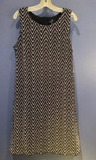 Vestido sin mangas para mujer 16 rayas blancas y negras, forrado, nuevo con etiquetas diseñador Ronni Nicole