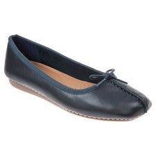 Clarks Nuevos en Caja Damas Zapatos de Ballet FRECKLE ICE Cuero Azul Marino Varios Tamaños