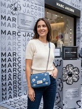 Nuevo con etiquetas Bolso Bandolera Marc Jacobs Denim Margarita Cadena Lentejuelas Solapa