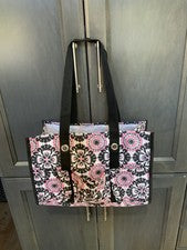 Bolso de Mano Utilitario Organizador Thirty One 31. Medallones. Negro/rosa/blanco. NUEVO SIN ETIQUETAS.