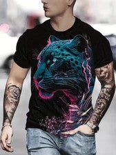 Camisetas Estampado 3D Leopardo Azul Gráfico Moda Hombres Informal Ropa Calle Tee