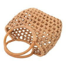 Bolso de mano de paja para mujer: bolso de playa de verano tejido a mano con asa - 10,6 x 9,1 pulgadas