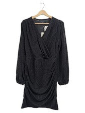 ONLY Damen Wickelkleid Cocktailkleid Gr. 38 M Schwarz Glitzer Langarm Festlich