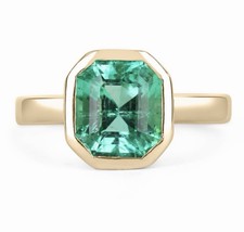 Anillo Esmeralda Colombina Natural 14k Oro Amarillo Sólido 14k