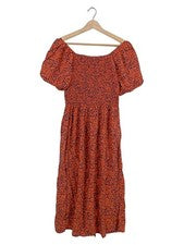 Vestido de verano estampado floral albaricoque vestido midi viscosa multicolor talla 36 S