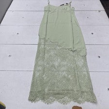 Moda Vestido Nova Para Mujer Pequeño Verde Floral Encaje Sin Mangas Maxi Novia Tirantes