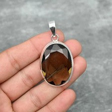Joyería de plata de ley 925 hecha a mano cuarzo ahumado piedras preciosas colgante regalo para ella