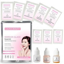 Kit facial de piel de vidrio coreano | Kit de 2 veces de uso | Piel de 10 pasos para iluminar.